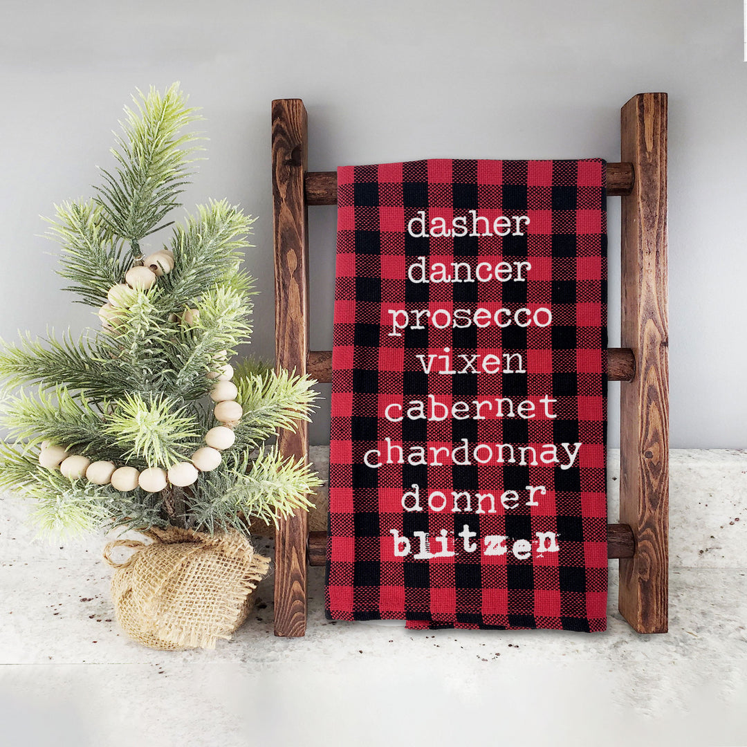 funny reindeer blitzen tea towel funny christmas tea towels red black plaid