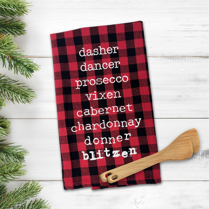 funny reindeer blitzen tea towel funny christmas tea towels red black plaid