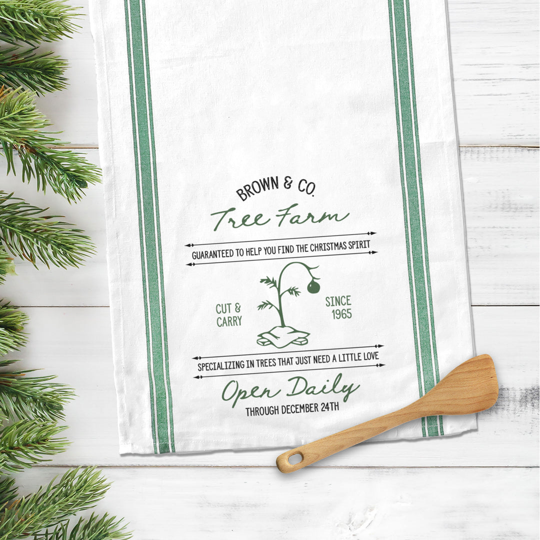 Cute Charlie Brown Christmas inspired tea towel christmas flour sack