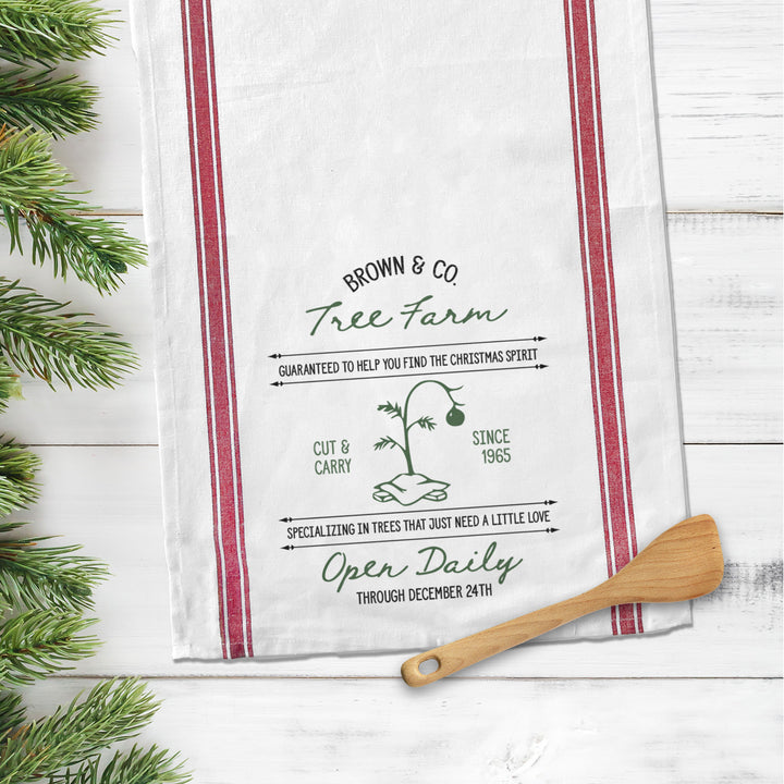 Cute Charlie Brown Christmas inspired tea towel christmas flour sack