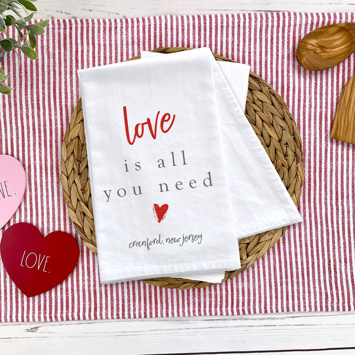 Valentine's Day Tea Towel Set All you need is love, love is all you need can be personalized