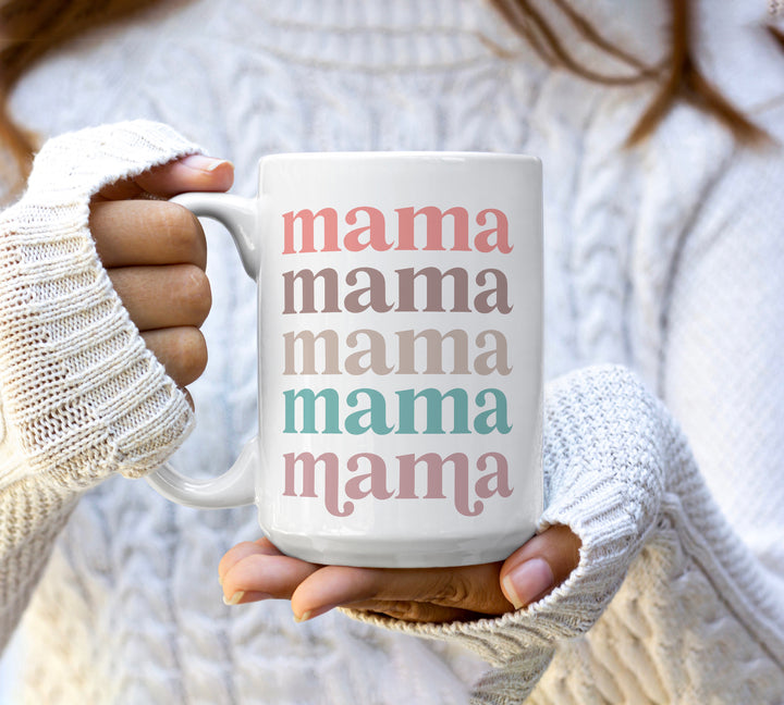 retro mama coffee mug repeating colorful mama retro font coffee mug for mother's day or anytime