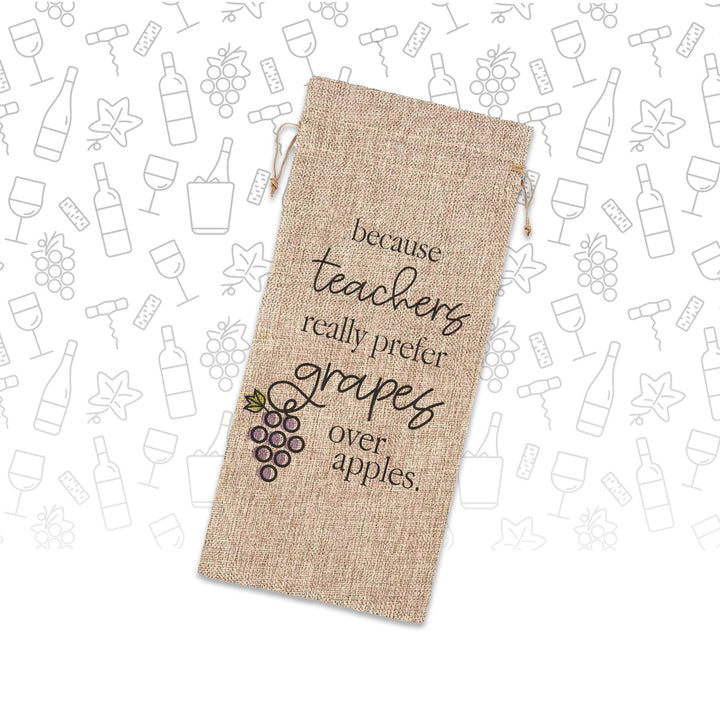 funny teacher wine bag gift Teachers really prefer grapes wine bottle  - single wine bottle tote