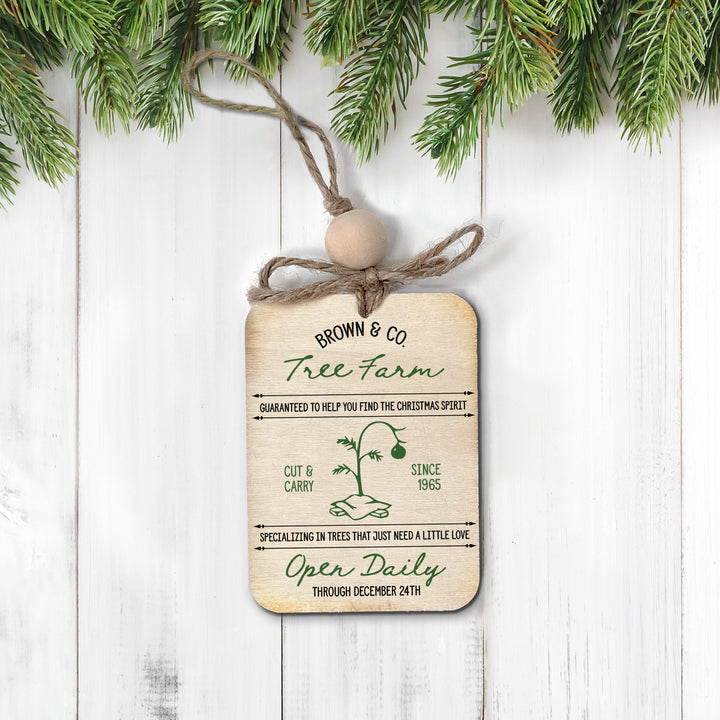 Charlie Brown Inspired Tree Farm Rustic Wood Ornament