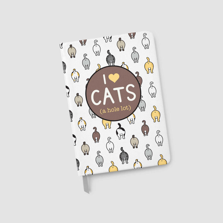 funny cat notebook journal "I heart cats a hole lot" faux leather notebook friends family cat lover gift