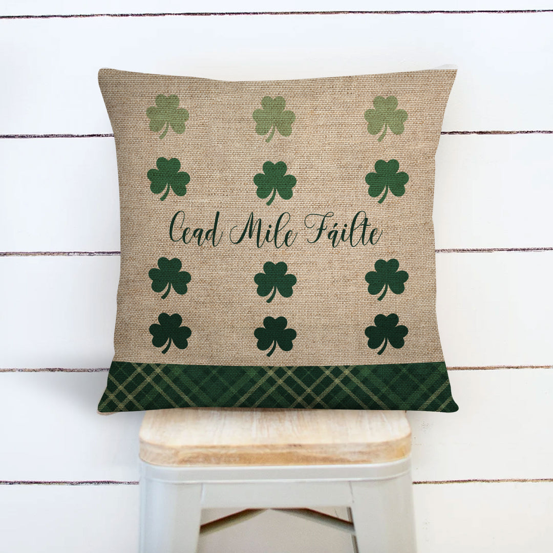 Irish gaelic cead mile fáilte pillowcase pillow | st patricks day pillow cover | one hundred thousand welcomes throw pillow pillowcase