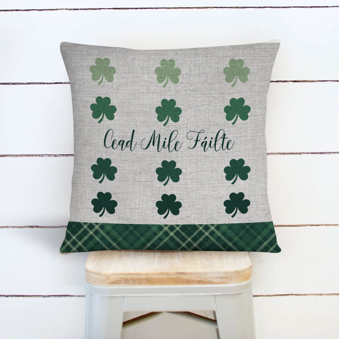 Irish gaelic cead mile fáilte pillowcase pillow | st patricks day pillow cover | one hundred thousand welcomes throw pillow pillowcase