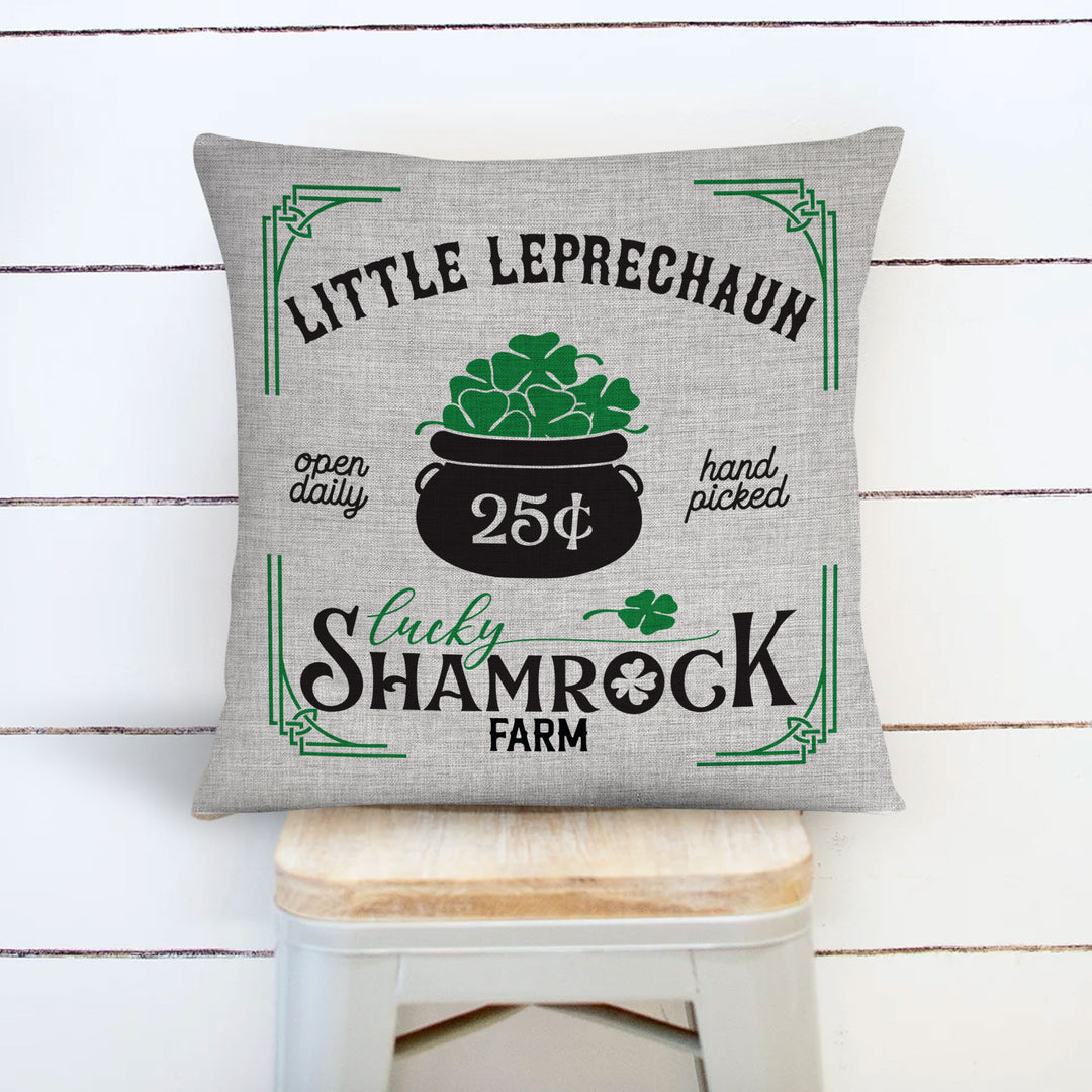 St. Patrick's Day pillowcase pillow | lucky shamrock farm pillow cover | little leprechaun throw pillow Irish home decor