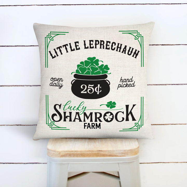 St. Patrick's Day pillowcase pillow | lucky shamrock farm pillow cover | little leprechaun throw pillow Irish home decor