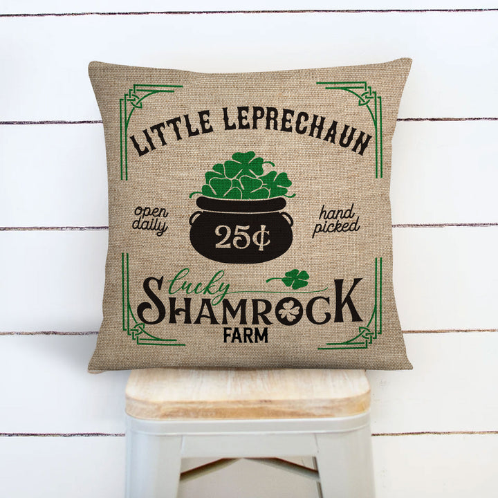 St. Patrick's Day pillowcase pillow | lucky shamrock farm pillow cover | little leprechaun throw pillow Irish home decor