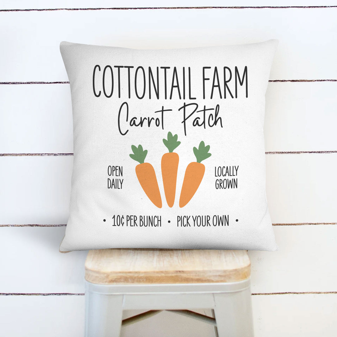 Easter pillowcase pillow | Cottontail Farm Carrot Patch easter pillow cover | locally grown throw pillow | fun decorative easter home décor