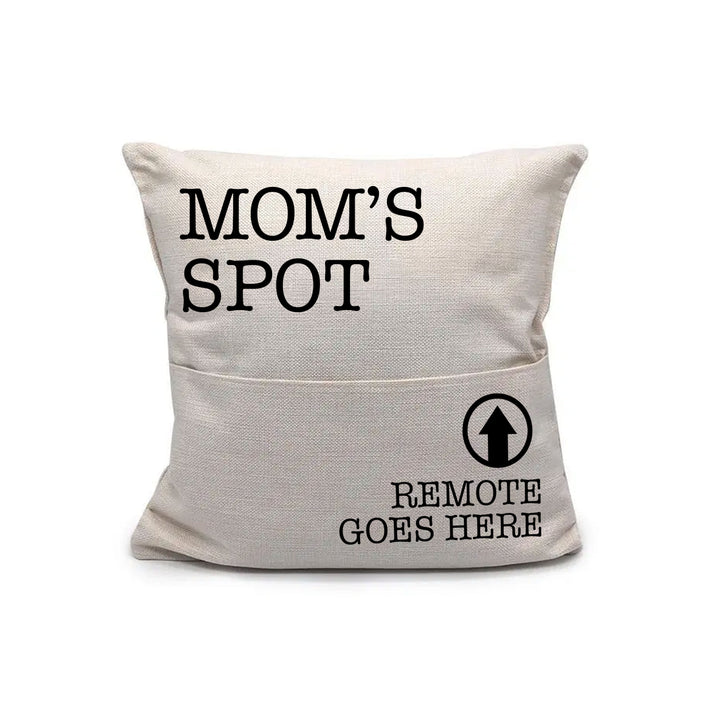 Mom's remote throw pillow funny dad's spot father's day gifts throw pillow