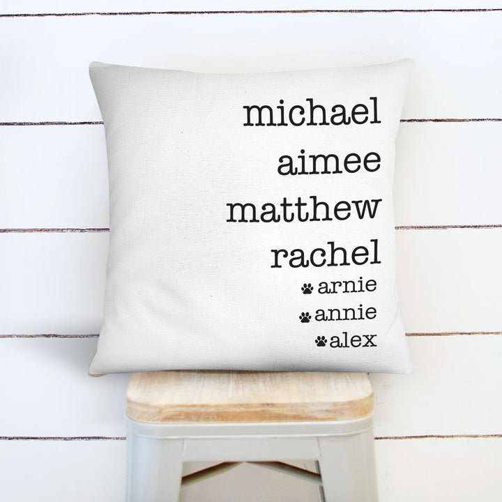 family name throw pillow add family names and pet names too customized personalized