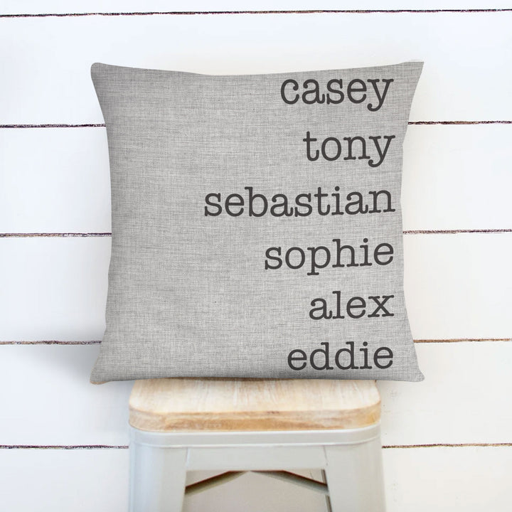 family name throw pillow add family names and pet names too customized personalized