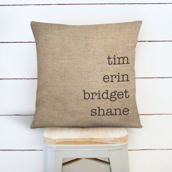 family name throw pillow add family names and pet names too customized personalized