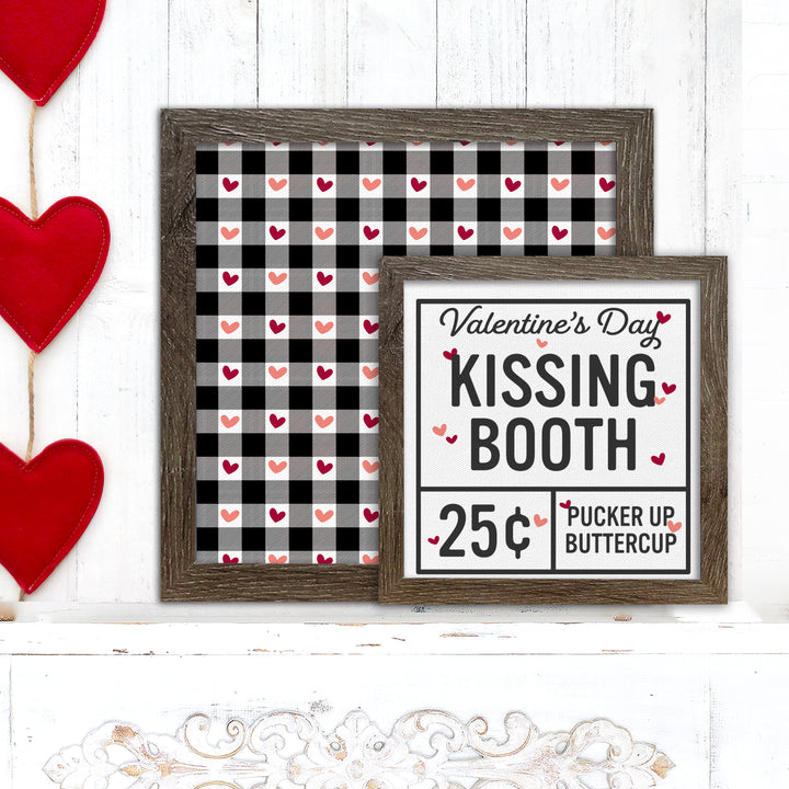 Kissing booth layered sign with background sign layered valentine's day signs