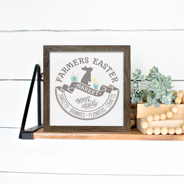 Farmers Easter Market layered sign with background sign | choose one or both easter prints | decorative home décor