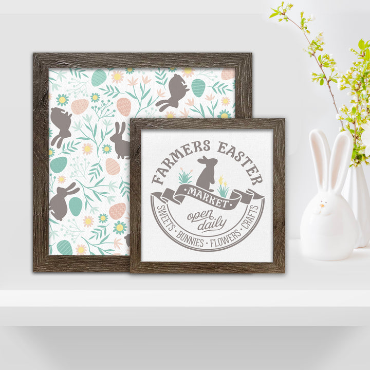 Farmers Easter Market layered sign with background sign | choose one or both easter prints | decorative home décor