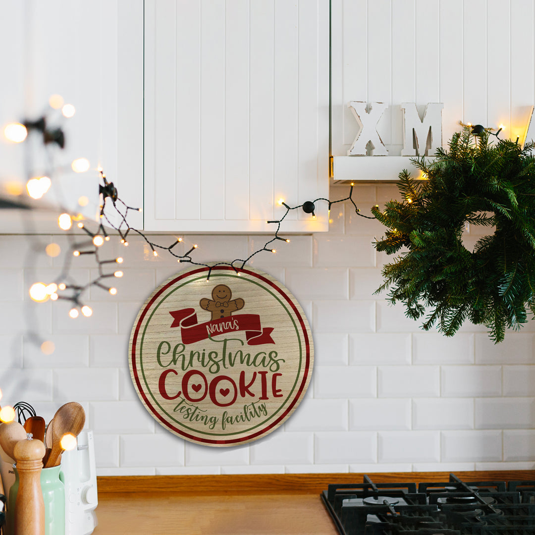 Round christmas display sign 12" round sign christmas cookies testing facility