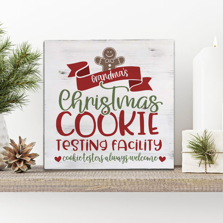 grandma's cookie testing facility christmas plaque hanging plaque sign