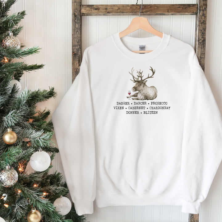 Holiday Reindeer Dasher Blitzen Funny Christmas Crewneck Sweatshirt