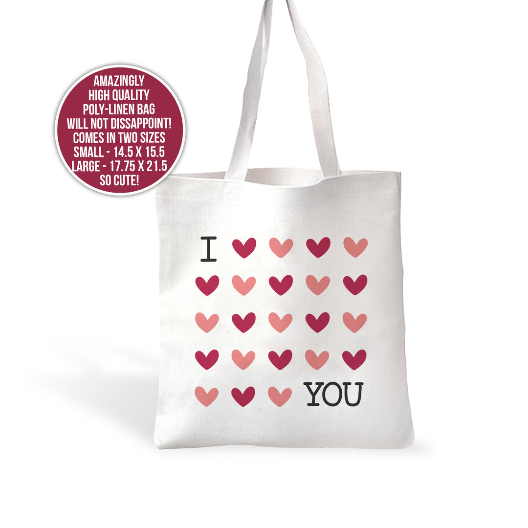 Hearts love tote bag - funny valentine's day or anyday tote bag gift