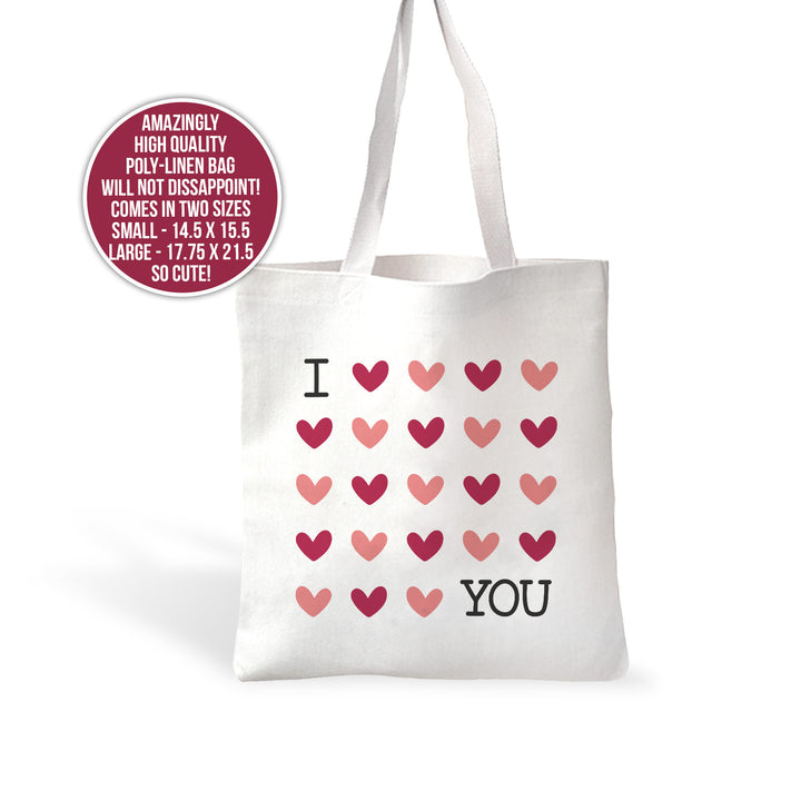 Hearts love tote bag - funny valentine's day or anyday tote bag gift