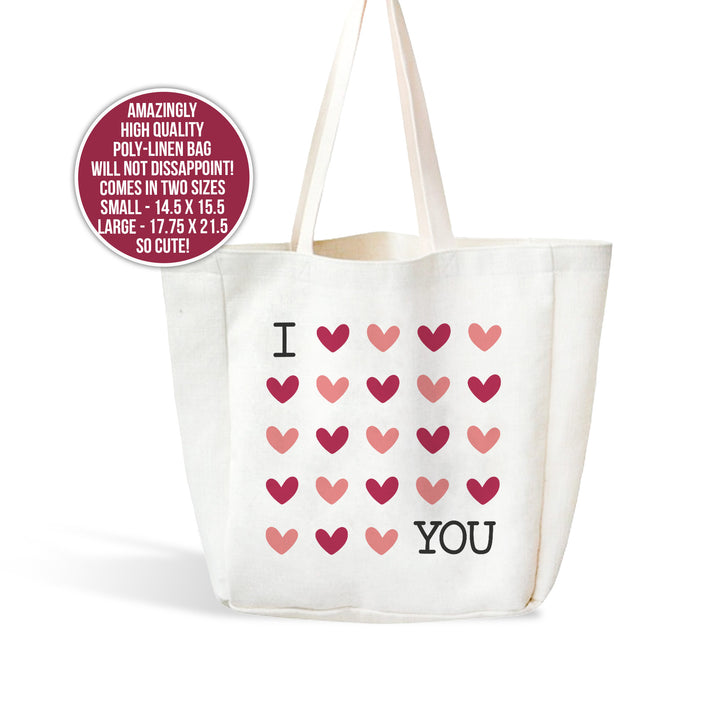 Hearts love tote bag - funny valentine's day or anyday tote bag gift